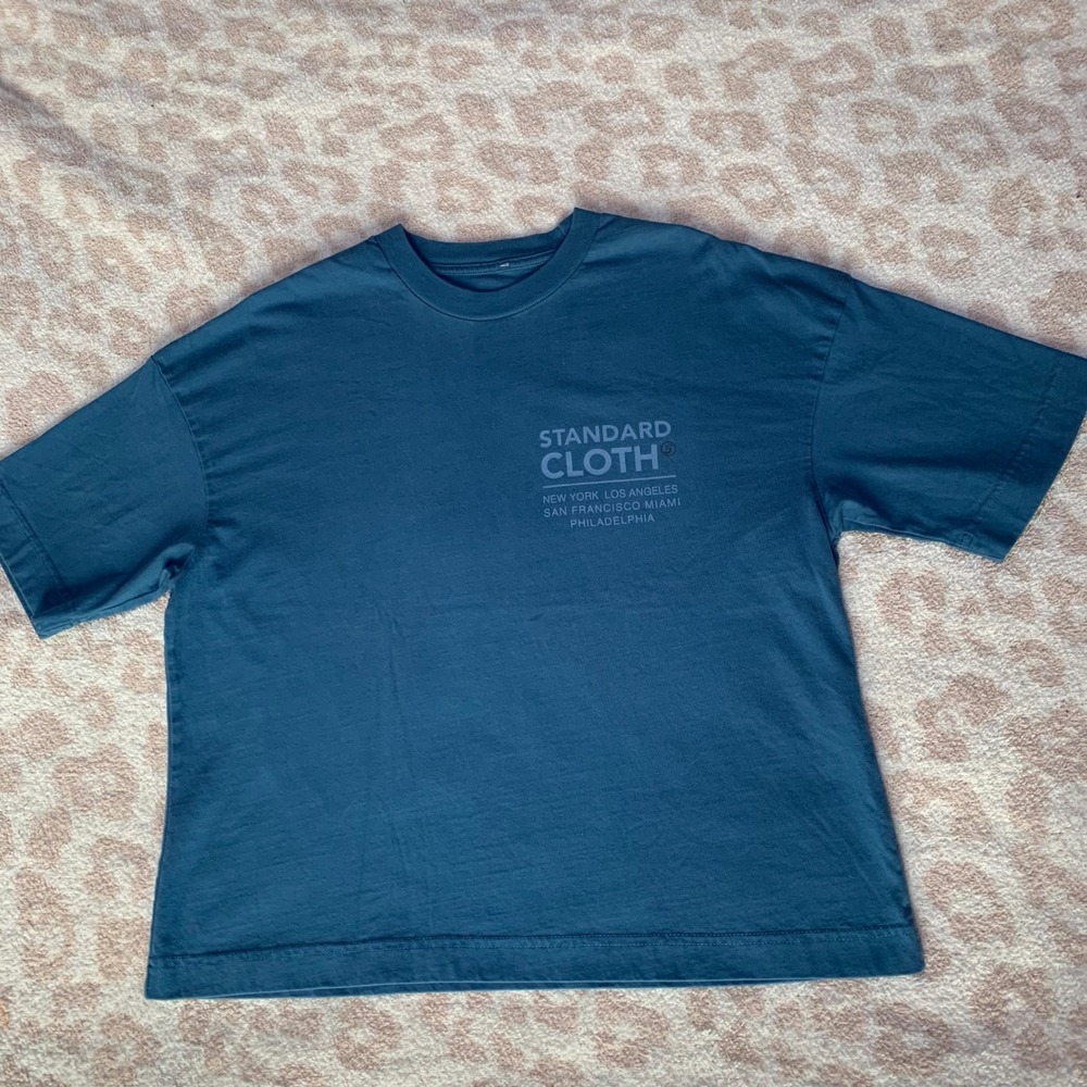 Standard Cloth‎ Graphic T-Shirt Teal Blue City Print Boxy Fit Size M